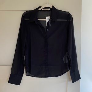 Abercrombie Black Sheer Button Down